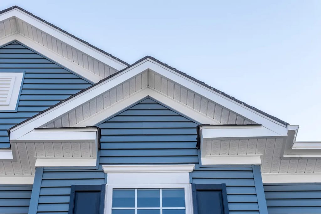 blue siding on a house