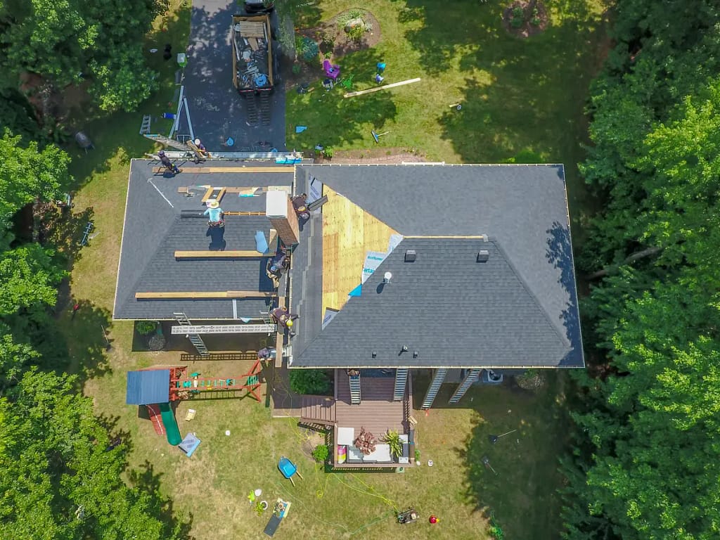 roof replacement from up high