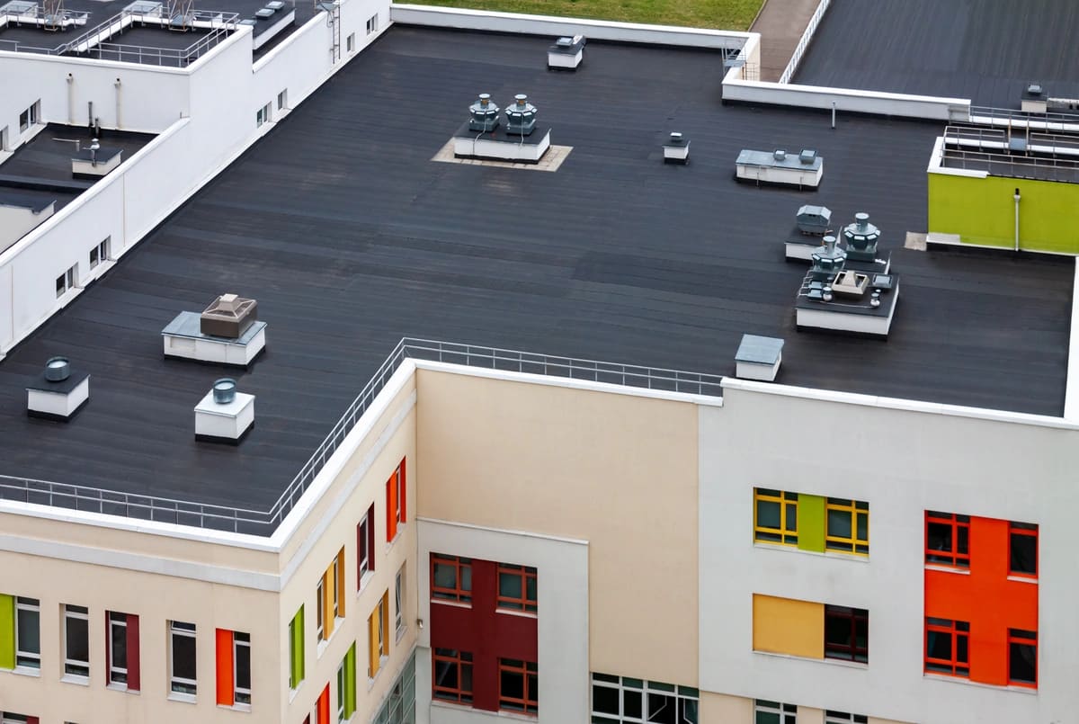 flat roof of multifamily building