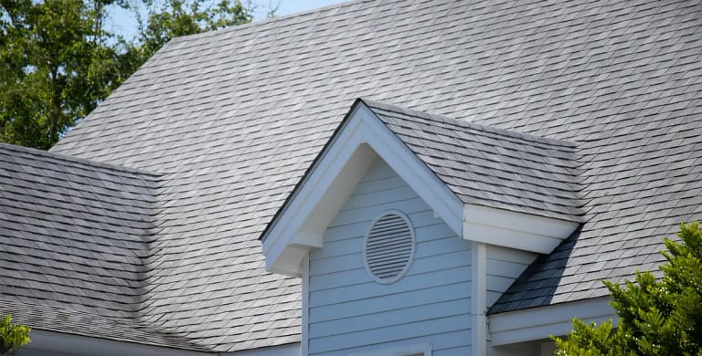 a shingle gable roof